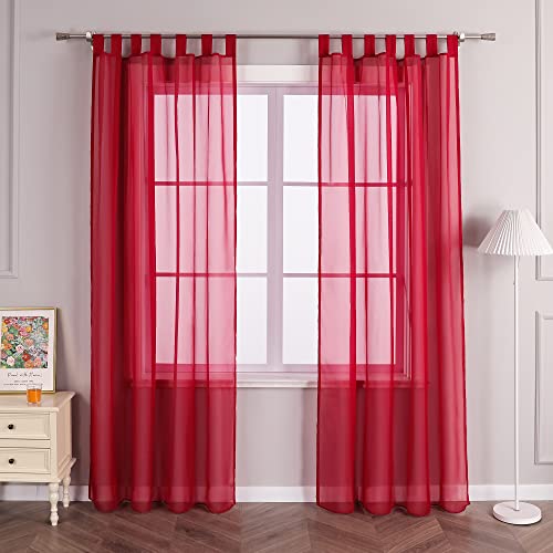 Joyswahl Gardine Uni Voile Vorhang mit Schlaufen »Julia« Dekoschal Fenster Schal BxH 140x145cm Rot 1er Pack von Joyswahl