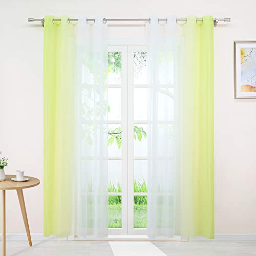 Joyswahl Gardine Voile Vorhang mit Farbverlauf Design »Agnes« Dekoschal Fenster Schal BxH 140x245cm Grün mit Ösen 2er Pack von Joyswahl