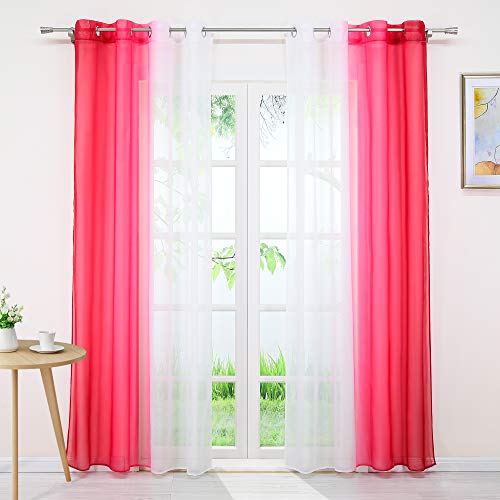 Joyswahl Gardine Voile Vorhang mit Farbverlauf Design »Agnes« Dekoschal Fenster Schal BxH 140x245cm Rot mit Ösen 2er Pack von Joyswahl