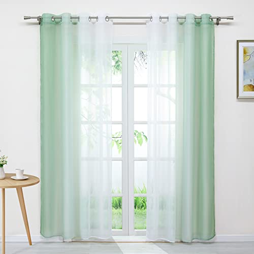 Joyswahl Gardine Voile Vorhang mit Farbverlauf Design »Agnes« Dekoschal Fenster Schal BxH 140x245cm Seegrün mit Ösen 2er Pack von Joyswahl