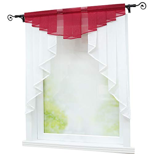 Joyswahl Kleinfenster Scheibengardine Voile Bistrogardine »Gerda« mit Tunnelzug Transparente Gardine Stores BxH 100x100cm Rot 1er Pack von Joyswahl