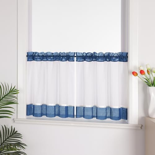 Joyswahl Leinenoptik Scheibengardine im Landhausstil »Jasmin« Cáfe Gardinen Transparent Kurz Küchengardinen Bistrogardinen Wohnzimmer Blau HxB 90x110cm 1 Stück Joyswahl Leinenoptik Scheibengardine im Landhausstil »Jasmin« Cáfe Gardinen Transparent Kurz Küchengardinen Bistrogardinen Wohnzimmer Blau HxB 90x110cm 1 Stück von Joyswahl