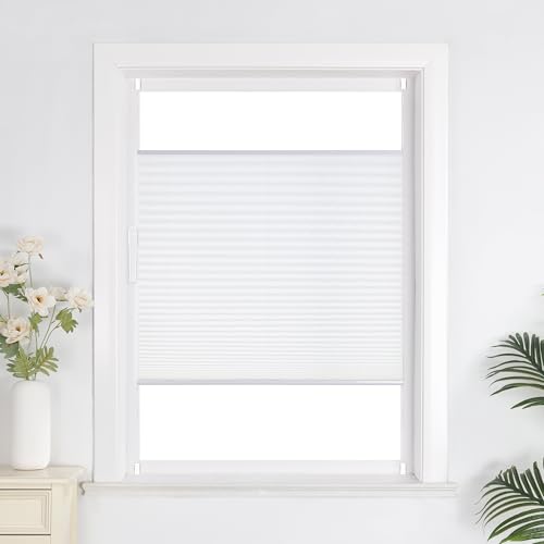 Joyswahl Plissee Rollo ohne Bohre, Klemmfix, Sonnenschutz, Lichtdurchlässig, Sichtschutz, Faltrollo mit Klemmträger für Fenster 1er Pack Weiß BxH 85x130cm Joyswahl Plissee Rollo ohne Bohre, Klemmfix, Sonnenschutz, Lichtdurchlässig, Sichtschutz, Faltrollo mit Klemmträger für Fenster 1er Pack Weiß BxH 85x130cm von Joyswahl