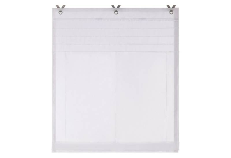 Joyswahl Raffrollo, mit Hakenaufhängung, Gardinenstange, freihängend, Ösenrollo, LinenOptik von Joyswahl