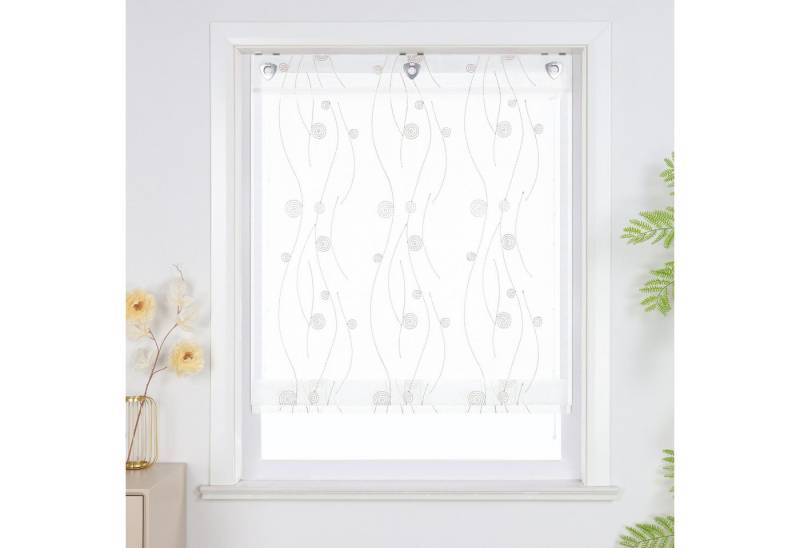 Joyswahl Raffrollo, mit Hakenaufhängung, mit schwarzer Jahresradstickerei, Lanhausstil, Küche von Joyswahl