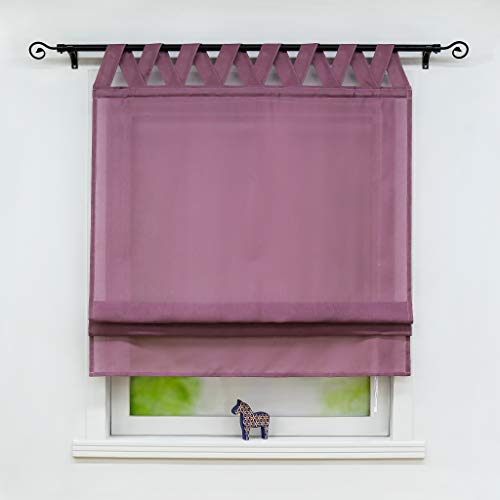 Joyswahl Raffrollo Halbtransparentes Unifarbiges Bändchenrollo »Mila« Schals mit Schlaufen Fenster Vorhänge BxH 100x140cm Violett 1er Pack von Joyswahl