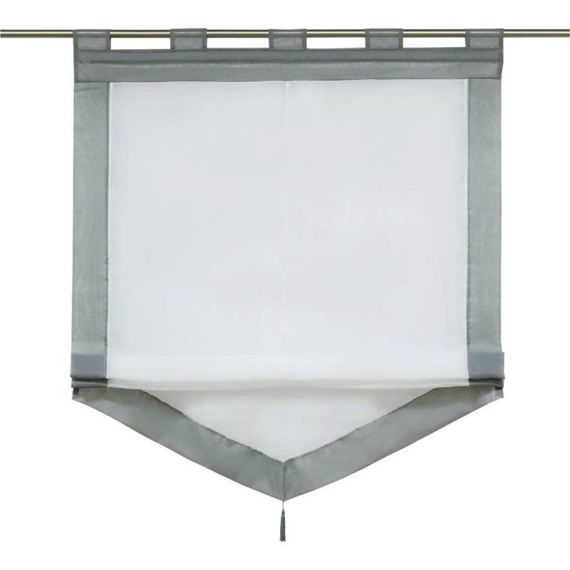 Joyswahl Raffrollo Julia, mit Schlaufen, mit Quaste Dreieck Rollos mit farbigem Blende Schals Fenster Gardine von Joyswahl