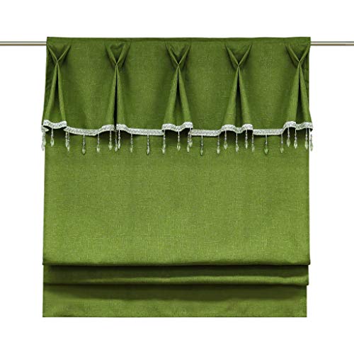 Joyswahl Raffrollo Pastorale Art Blickdichte Bändchenrollo mit Perlen Dekorativ »Stella« Schals mit Tunnelzug Fenster Vorhänge BxH 100x140cm Grün 1er Pack von Joyswahl