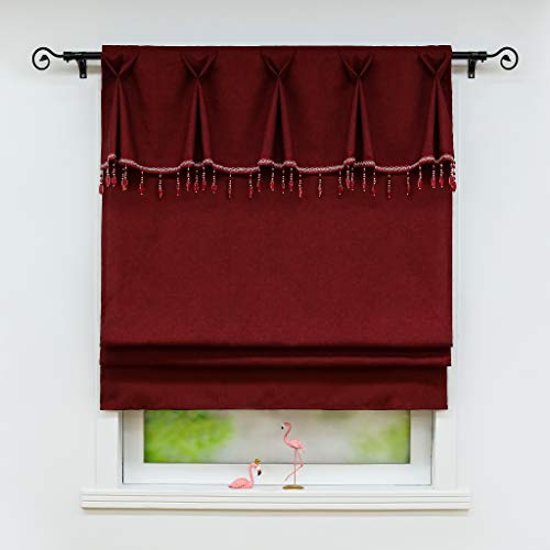 Joyswahl Raffrollo Pastorale Art Blickdichte Bändchenrollo mit Perlen Dekorativ »Stella« Schals mit Tunnelzug Fenster Vorhänge BxH 140x140cm Rot 1er Pack von Joyswahl