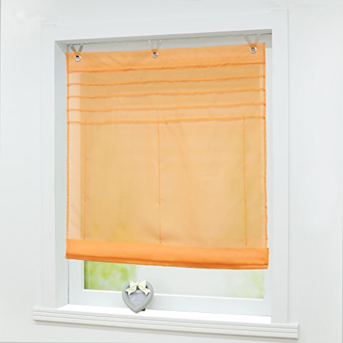 Joyswahl Raffrollo Voile Ösenrollo mit Haken Transparenter Vorhang Raffgardine mit Ösen BxH 100x140cm Orange 1er Pack von Joyswahl