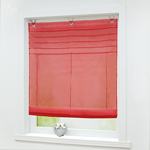 Joyswahl Raffrollo Voile Ösenrollo mit Haken Transparenter Vorhang Raffgardine mit Ösen BxH 60x140cm Rot 1er Pack Joyswahl Raffrollo Voile Ösenrollo mit Haken Transparenter Vorhang Raffgardine mit Ösen BxH 60x140cm Rot 1er Pack von Joyswahl