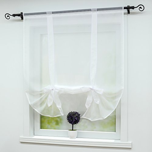 Joyswahl Raffrollo Voile Raffgardinen mit Tunnelzug Nina Bindegardine BxH 140x140cm Weiß 1er Pack von Joyswahl