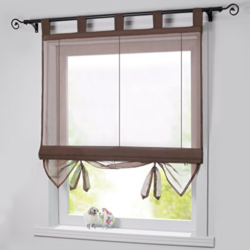 Joyswahl Raffrollo Voile Schlaufenrollo Sarah Moderne Gardine Transparente Raffgardinen BxH 140x155cm Kaffeebraun 1er Pack von Joyswahl