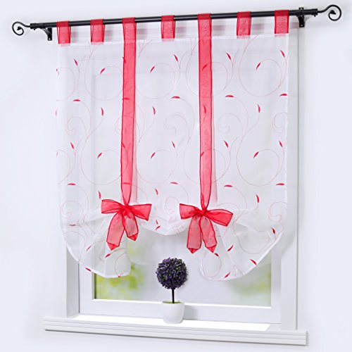 Joyswahl Raffrollo Voile transparentes Raffgardine Elena Stickereien Blätter Gardine BxH 100x140cm Rot 1er Pack Joyswahl Raffrollo Voile transparentes Raffgardine Elena Stickereien Blätter Gardine BxH 100x140cm Rot 1er Pack von Joyswahl