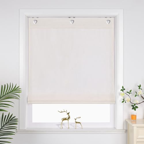 Joyswahl Raffrollo mit Ösen Uni Raffgardinen Wohnzimmer Fenster Vorhänge mit Haken Bändchenrollo »Alwine« Blickdicht BxH 60x140cm Beige 1er Pack von Joyswahl