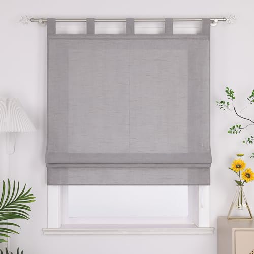 Joyswahl Raffrollo mit Schlaufen Uni Raffgardinen Wohnzimmer Fenster Vorhänge Bestickt Bändchenrollo »Alwine« Blickdicht BxH 80x140cm Grau 1er Pack von Joyswahl