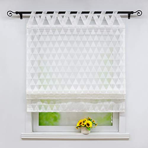 Joyswahl Raffrollo transparente Raffrollos mit Rautenmuster »Xenia« Schals mit V-Schlaufen Fenster Vorhänge BxH 100x140cm Weiß 1er Pack von Joyswahl