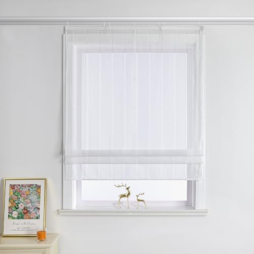 Joyswahl Raffrollo weiß gestreift Muster Raffgardine mit Klettschiene Transparent Fenster Vorhänge ohne Bohren Lichtdurchscheindend HxB 140x120cm 1 Stück Packung Joyswahl Raffrollo weiß gestreift Muster Raffgardine mit Klettschiene Transparent Fenster Vorhänge ohne Bohren Lichtdurchscheindend HxB 140x120cm 1 Stück Packung von Joyswahl