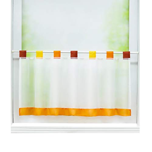 Joyswahl Scheibengardine Voile Bistrogardine »Esther« Glatte Kurzstore Transparente Gardine Stores HxB 30x90cm Orange 1er Pack von Joyswahl