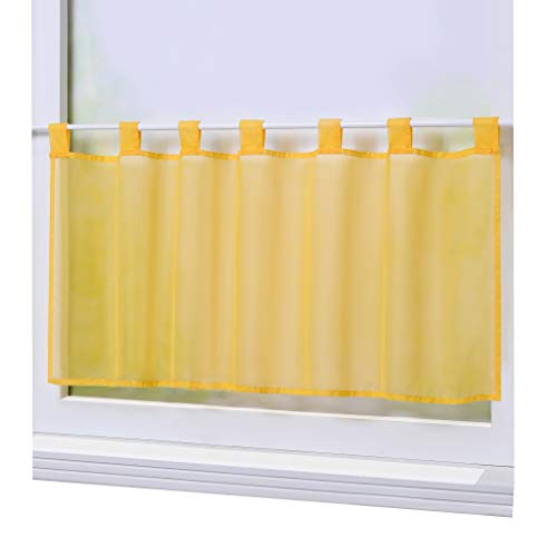 Joyswahl Scheibengardine Voile Bistrogardine »Eva« Unifarbige Kurzstore Transparente Gardine Stores HxB 30x90cm Gelb 1er Pack von Joyswahl