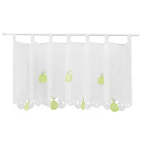 Joyswahl Scheibengardine Voile Bistrogardine mit Früchten Motive »Carla« Transparente Gardine Stores HxB 30x120cm Apfelgrün 1er Pack von Joyswahl