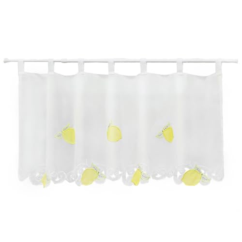 Joyswahl Scheibengardine Voile Bistrogardine mit Früchten Motive »Carla« Transparente Gardine Stores HxB 45x120cm Zitrus 1er Pack von Joyswahl