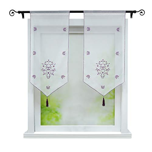 Joyswahl Scheibengardine Voile Bistrogardinen mit Quaste, Stickerei Blumenmotiv Erna Kurzstore mit Tunnelzug BxH 60x120cm Violett 1er Pack Joyswahl Scheibengardine Voile Bistrogardinen mit Quaste, Stickerei Blumenmotiv Erna Kurzstore mit Tunnelzug BxH 60x120cm Violett 1er Pack von Joyswahl