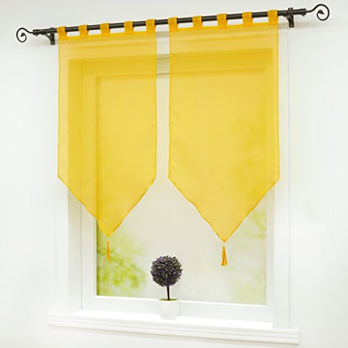 Joyswahl Scheibengardine Voile Bistrogardinen mit Quaste, einfarbig Melina Kurzstore BxH 45x90cm Gelb mit Schlaufen 2 Stück Joyswahl Scheibengardine Voile Bistrogardinen mit Quaste, einfarbig Melina Kurzstore BxH 45x90cm Gelb mit Schlaufen 2 Stück von Joyswahl