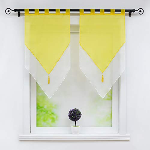 Joyswahl Scheibengardine Voile Bistrogardinen mit Quaste Panneaux, Zweifarbig »Lydia« Doppelschicht Kurzstore mit Schlaufen BxH 60x90cm Gelb/Weiß 2 Stück Joyswahl Scheibengardine Voile Bistrogardinen mit Quaste Panneaux, Zweifarbig »Lydia« Doppelschicht Kurzstore mit Schlaufen BxH 60x90cm Gelb/Weiß 2 Stück von Joyswahl