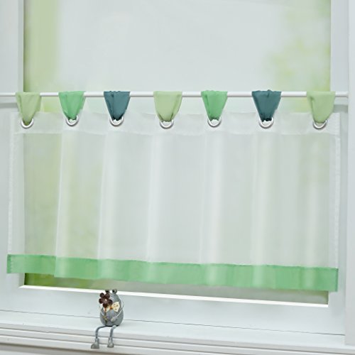 Joyswahl Scheibengardine Voile Bistrogardinen mit Schlaufen »Charlott« Küche Kurzgardine HxB 60x120cm Grün 1er Pack von Joyswahl