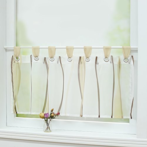 Joyswahl Scheibengardine Voile Bistrogardinen mit Schlaufen Leonie Kurzstore HxB 45x120cm Sand 1er Pack von Joyswahl