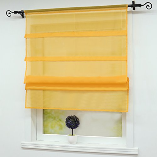 Joyswahl Scheibengardine Voile Bistrogardinen mit Tunnelzug Oonagh Bändchenrollo BxH 100x140cm Gelb 1er Pack von Joyswahl