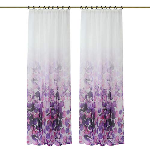 Joyswahl Voile Gardine Transparenter Vorhang mit Farbverlauf-Blumen Muster »Jenny« Schals Fenster Vorhänge BxH 140x175cm mit Kräuselband 1 Stück von Joyswahl