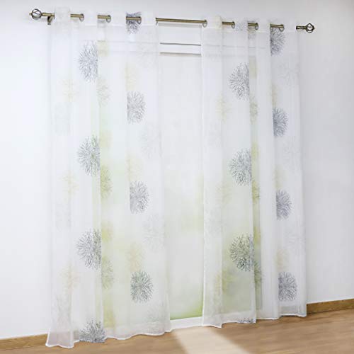 Joyswahl Voile Gardine Transparenter Vorhang mit Kreis-Motiven »Hilde« Schals Fenster Vorhänge BxH 140x145cm Grau mit Ösen 2 Stück von Joyswahl