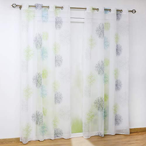 Joyswahl Voile Gardine Transparenter Vorhang mit Kreis-Motiven »Hilde« Schals Fenster Vorhänge BxH 140x175cm Blau mit Ösen 2 Stück von Joyswahl