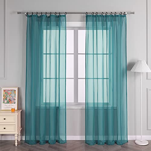 Joyswahl Voile Gardine Unifarbiger transparenter Vorhang mit Kräuselband »Regina« Schals Fenster Vorhänge BxH 140x225cm Blau 2 Stück von Joyswahl