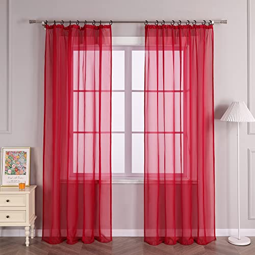 Joyswahl Voile Gardine Unifarbiger transparenter Vorhang mit Kräuselband »Regina« Schals Fenster Vorhänge BxH 140x225cm Rot 2 Stück von Joyswahl