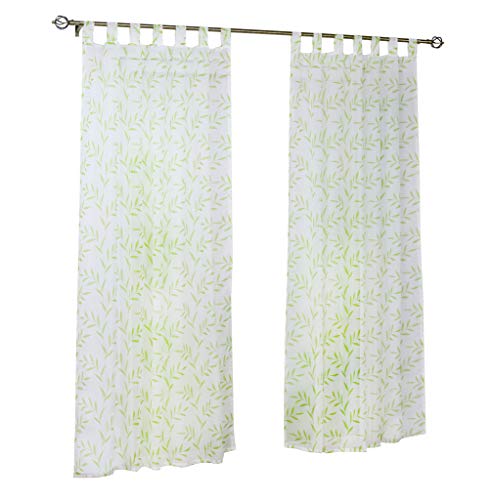 Joyswahl Voile Gardine halbtransparenter Vorhang mit Blätter-Muster »Angelika« Schals Fenster Gardinen BxH 140x225cm Grün mit Schlaufen 1er Pack von Joyswahl