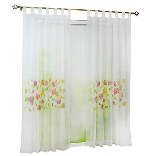 Joyswahl Voile Gardine halptransparenter Vorhang mit Blumen Muster »Emilie« Schals Fenster Vorhänge BxH 150x260cm mit Schlaufen 1er Pack von Joyswahl