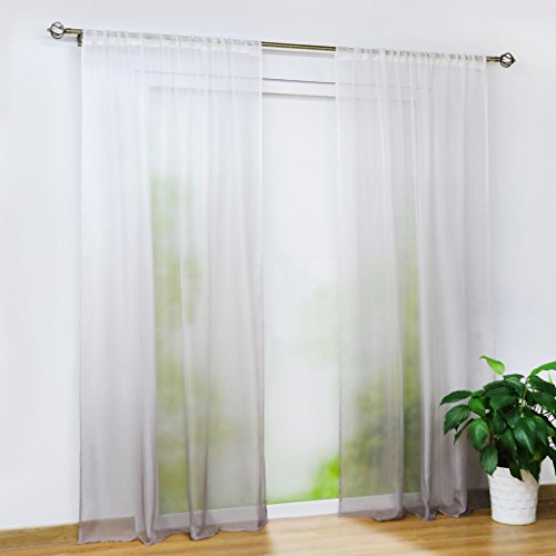 Joyswahl Voile Gardine halptransparenter Vorhang mit Topaktuelle Farbverlauf Muster »Babette« Schals Fenster Vorhänge mit Stangendurchzug BxH 140x145cm Grau 1er Pack von Joyswahl