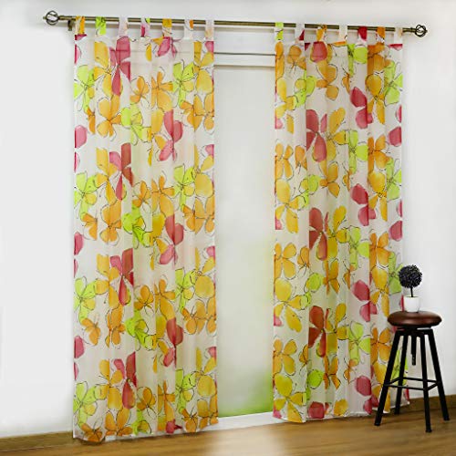 Joyswahl Voile Gardine transparenter Vorhang mit Blumen Muster »Raute« Schals Fenster Vorhänge BxH 140x225cm mit Schlaufen 2 Stück von Joyswahl