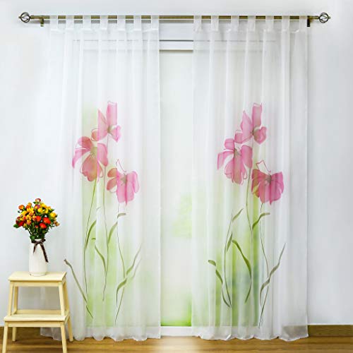 Joyswahl Voile Gardine transparenter Vorhang mit Blumenmotiv in Aquarelloptik »Sabine« Schals Fenster Vorhänge BxH 150x225cm Rosa mit Schlaufen 2 Stück von Joyswahl