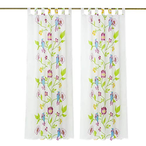 Joyswahl Voile Gardine transparenter Vorhang mit Druck Blumen »Ruth« Schals Fenster Vorhänge BxH 140x145cm mit Schlaufen 1 Stück von Joyswahl