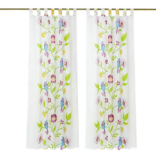 Joyswahl Voile Gardine transparenter Vorhang mit Druck Blumen »Ruth« Schals Fenster Vorhänge BxH 140x175cm mit Schlaufen 1 Stück von Joyswahl