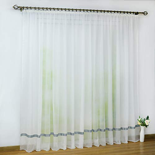 Joyswahl Voile Gardine transparenter Vorhang mit Satinband Design »Maja« Schals Fenster Vorhänge mit Kräuselband BxH 300x120cm Grau 1er Pack von Joyswahl