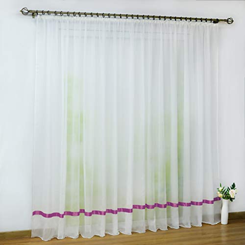 Joyswahl Voile Gardine transparenter Vorhang mit Satinband Design »Maja« Schals Fenster Vorhänge mit Kräuselband BxH 300x170cm Pink 1er Pack von Joyswahl