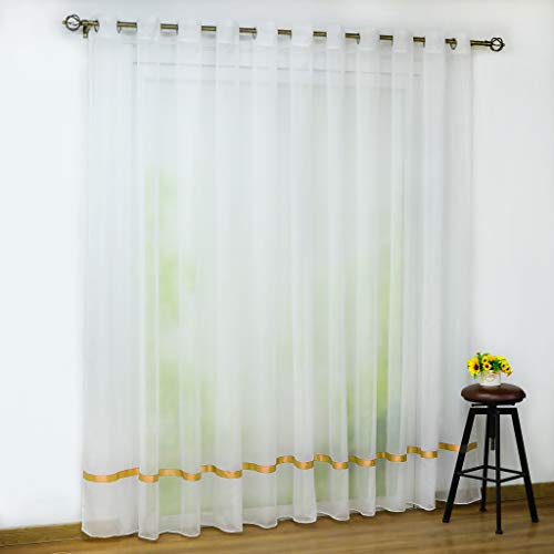 Joyswahl Voile Gardine transparenter Vorhang mit Satinband Design »Maja« Schals Fenster Vorhänge mit Ösen BxH 450x145cm Orange 1er Pack von Joyswahl