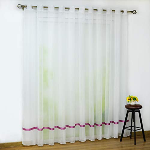 Joyswahl Voile Gardine transparenter Vorhang mit Satinband Design »Maja« Schals Fenster Vorhänge mit Ösen BxH 450x225cm Pink 1er Pack von Joyswahl