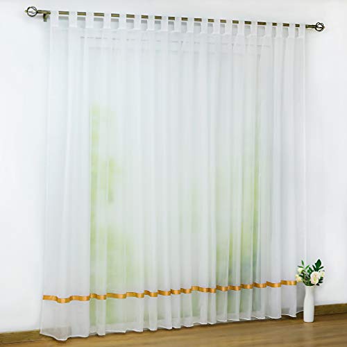 Joyswahl Voile Gardine transparenter Vorhang mit Satinband Design »Maja« Schals Fenster Vorhänge mit Schlaufen BxH 450x225cm Orange 1er Pack von Joyswahl