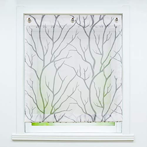 Joyswahl Voile Ösenrollo Transparente Raffrollo ohne Bohren mit Äste-Motiv »Tatjane« Schals Küche Fenster Vorhänge BxH 60x140cm weiß-grau mit Ösen 1er Pack Joyswahl Voile Ösenrollo Transparente Raffrollo ohne Bohren mit Äste-Motiv »Tatjane« Schals Küche Fenster Vorhänge BxH 60x140cm weiß-grau mit Ösen 1er Pack von Joyswahl